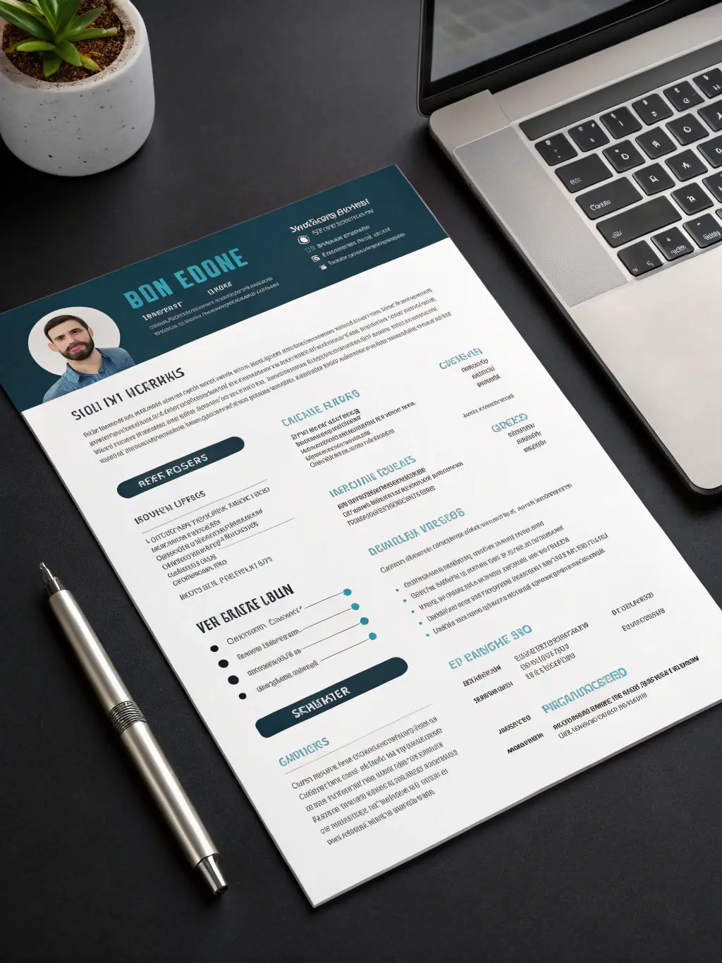 A professionally designed resume highlighting skills and experience, representing a polished and effective resume.