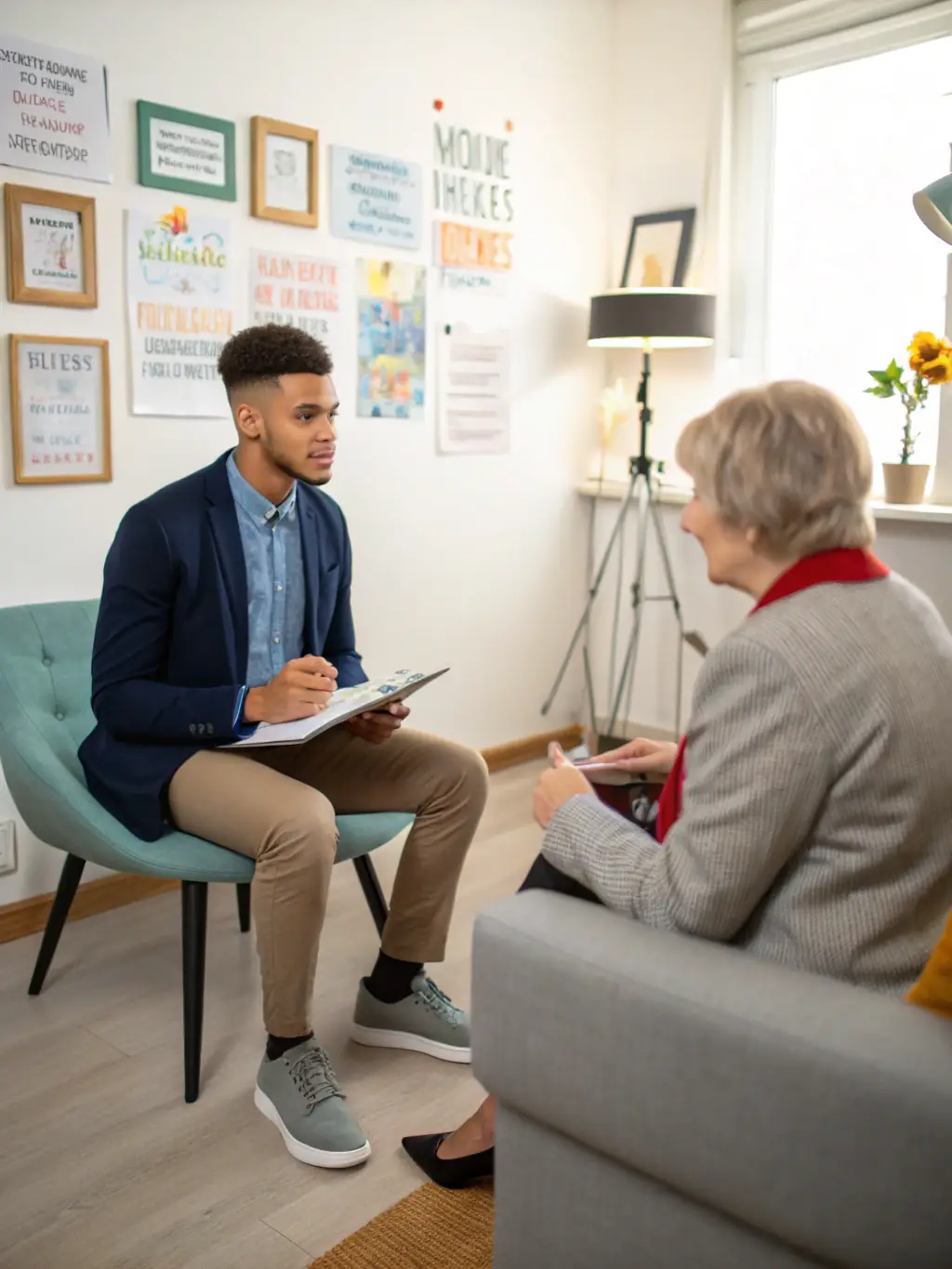 A candidate participating in a mock interview, receiving feedback from a consultant on their performance and communication skills, preparing them for real job interviews in the IT industry.