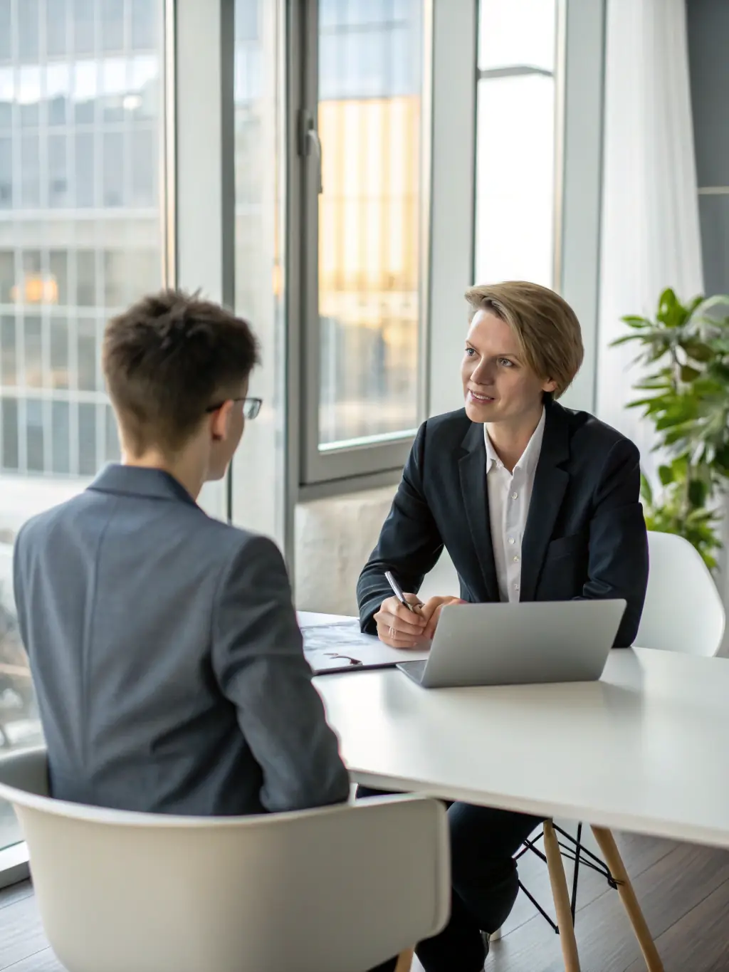 A person confidently participating in a mock interview, demonstrating preparedness and strong interview skills.
