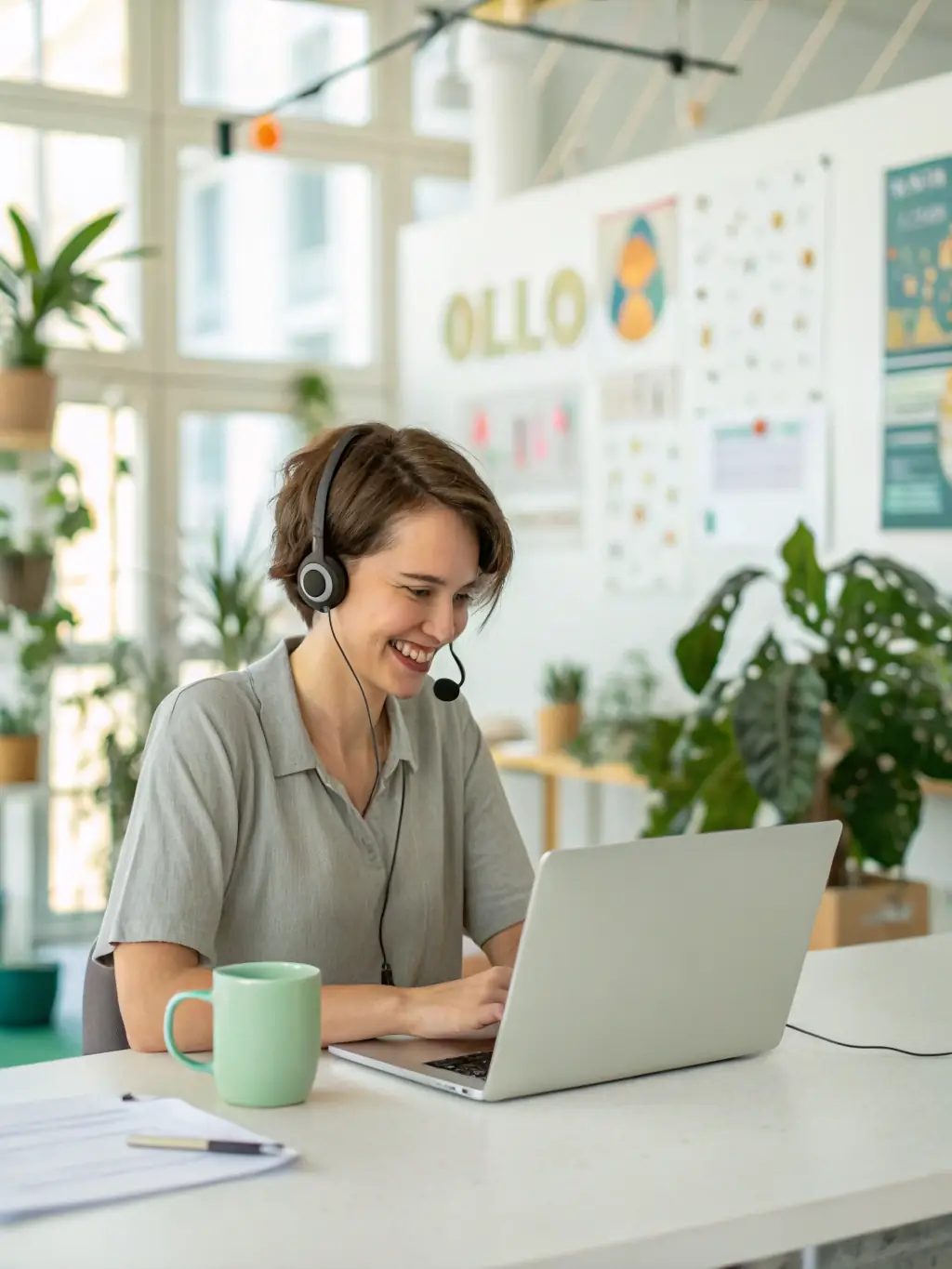 A stylized icon representing a helpdesk agent assisting a user, symbolizing the Helpdesk Foundations module.