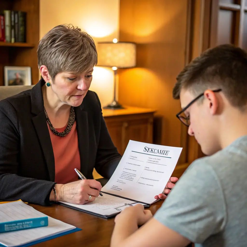 A person reviewing a resume with a coach, making improvements.