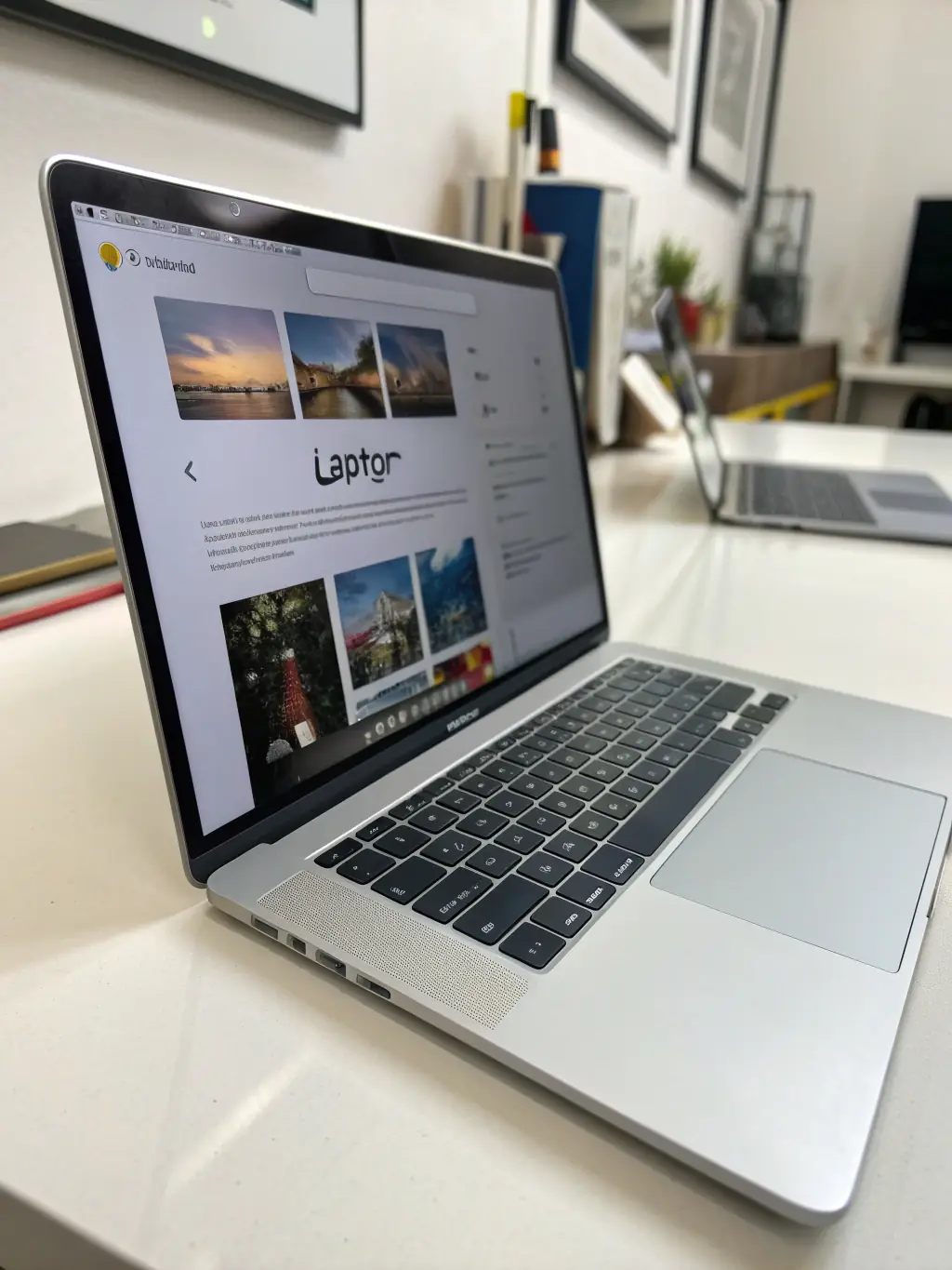 A professional portfolio showcasing diverse projects and skills, displayed on a laptop screen, highlighting the tangible results of the accelerator program.