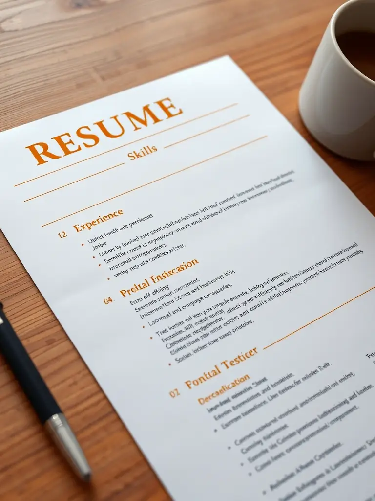 A close-up shot of a professionally formatted resume being reviewed with annotations and suggestions for improvement, highlighting key skills and experiences relevant to IT roles.