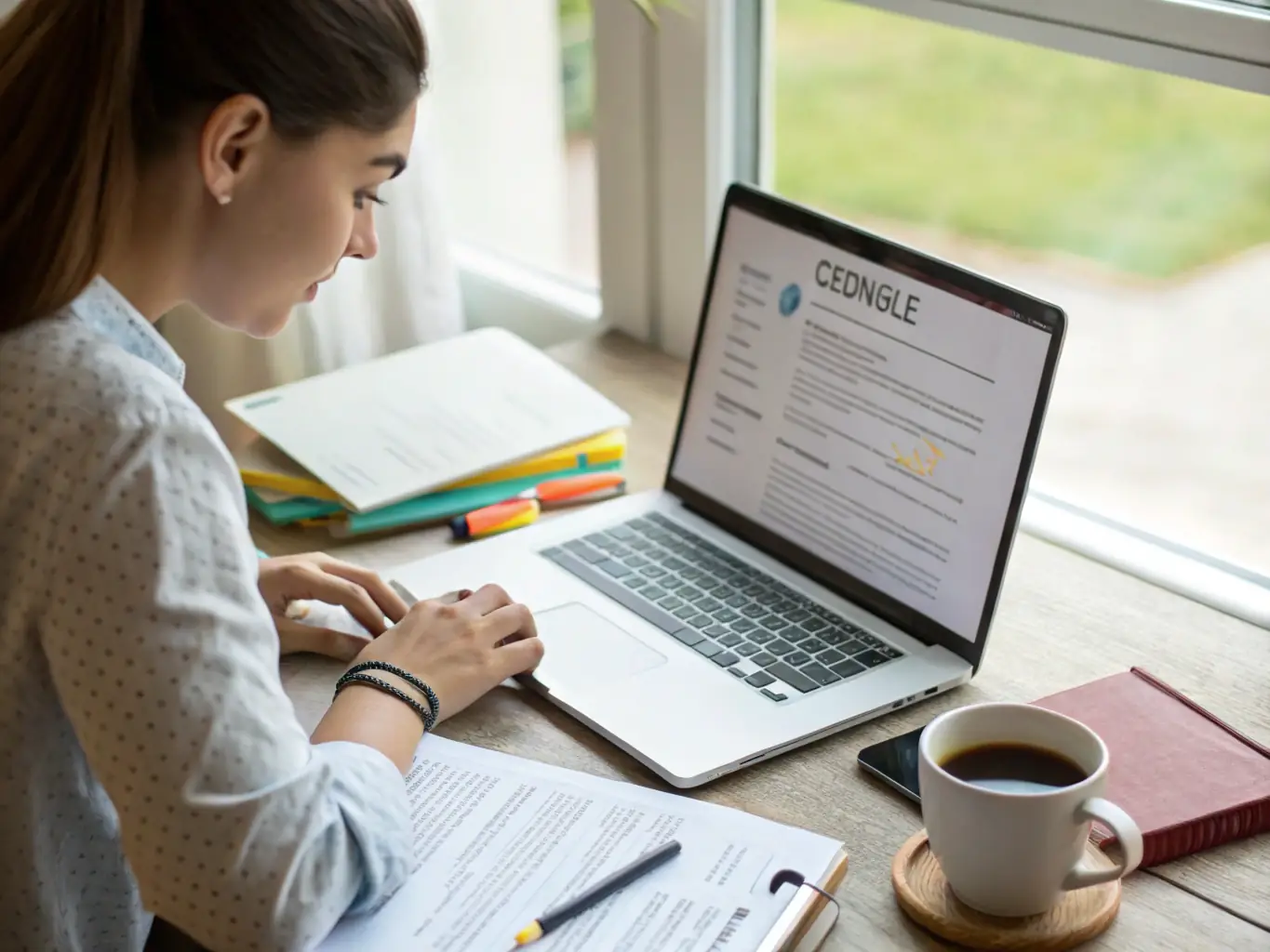 A person working on job applications and preparing for interviews, symbolizing the application and interview drills stage of the Growth Consultation program.
